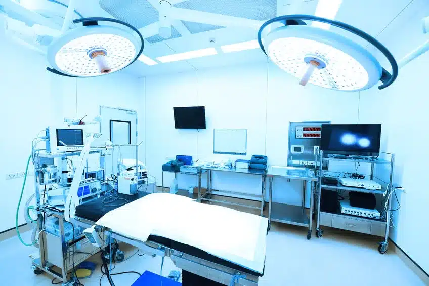 Hospital operating room with medical equipment