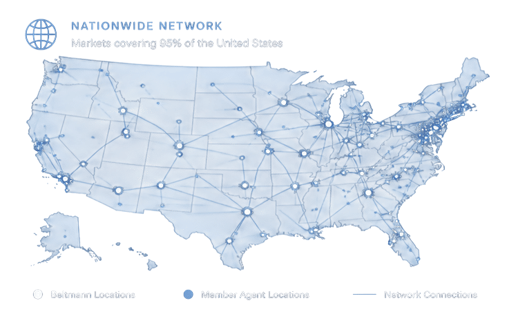 nationwide network, markets covering 95% of the united States