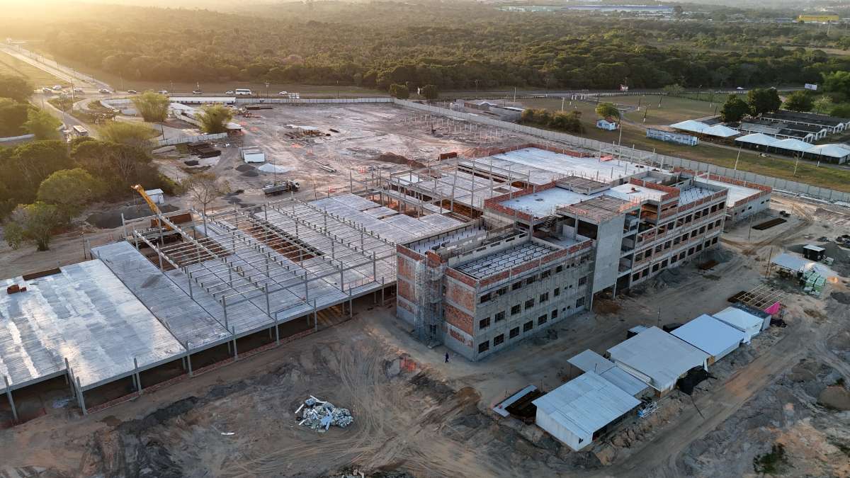 Aerial view of a large construction or industrial site