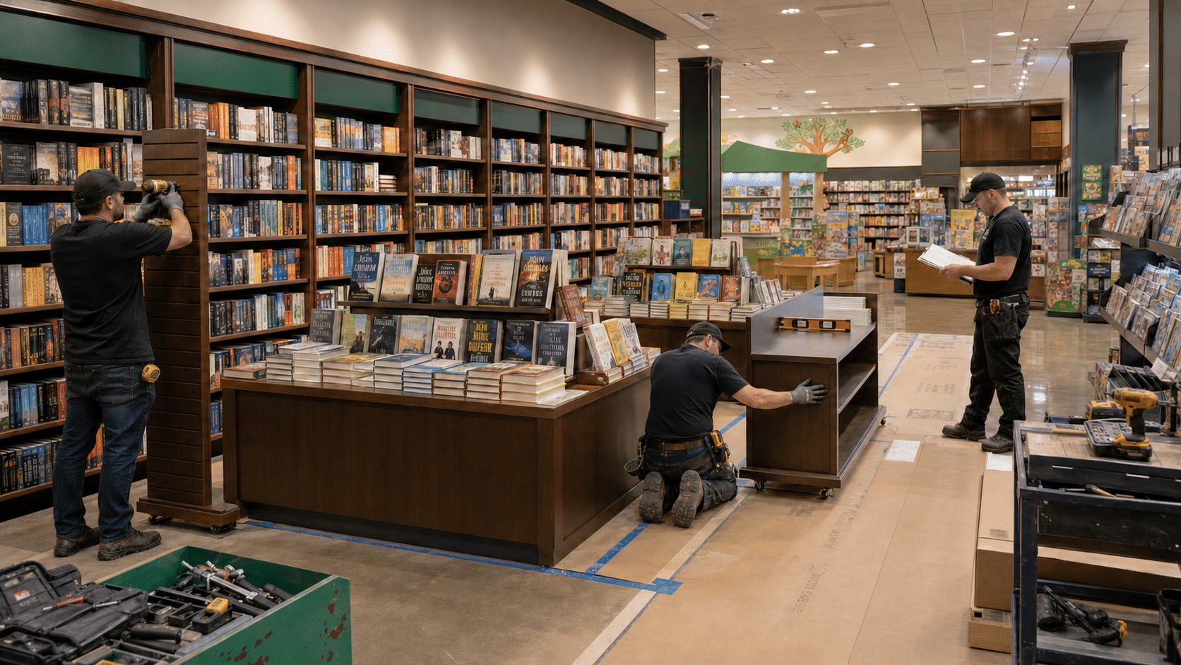 Library or bookstore interior with shelving